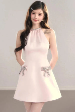 Sparkling Satin Halter Dress