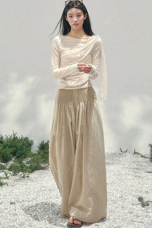 Sparkling Sleeveless Waist-Cinching Top Set-Up