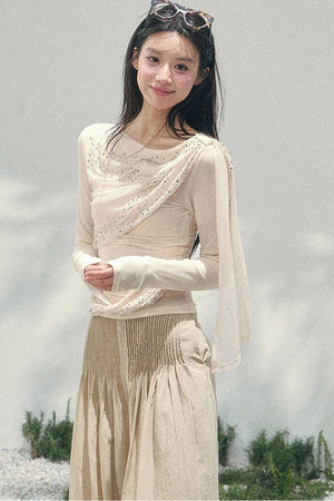 Sparkling Sleeveless Waist-Cinching Top Set-Up