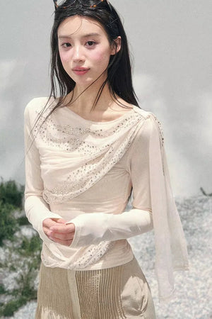 Sparkling Sleeveless Waist-Cinching Top Set-Up