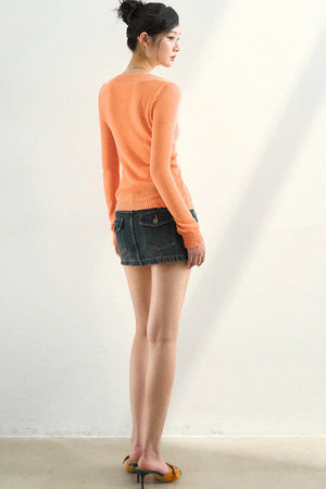 Sparkling Yarn V-Neck Knit Sweater Set-Up