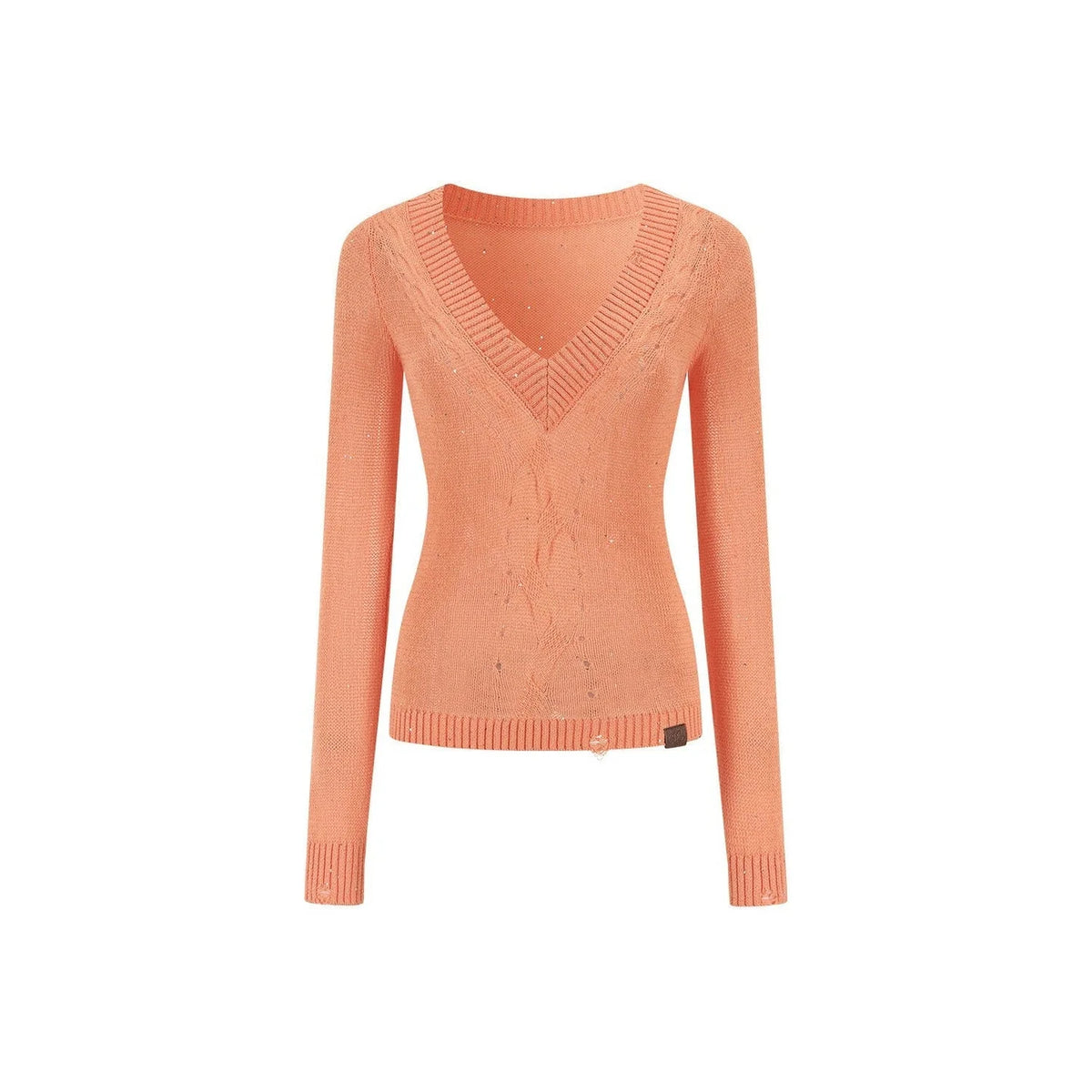Sparkling Yarn V-Neck Knit Sweater Set-Up