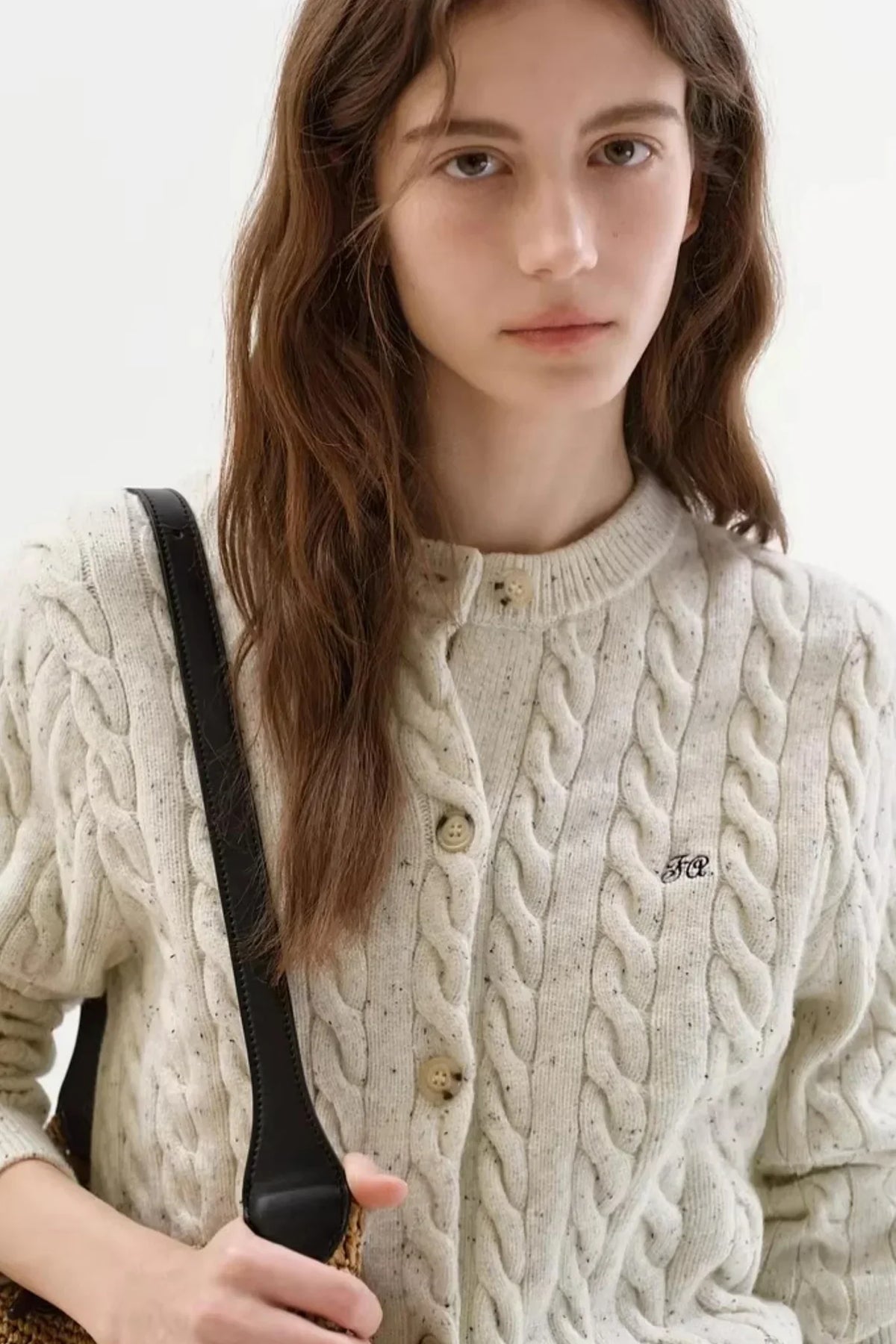 Speckled Cable Knit Cardigan