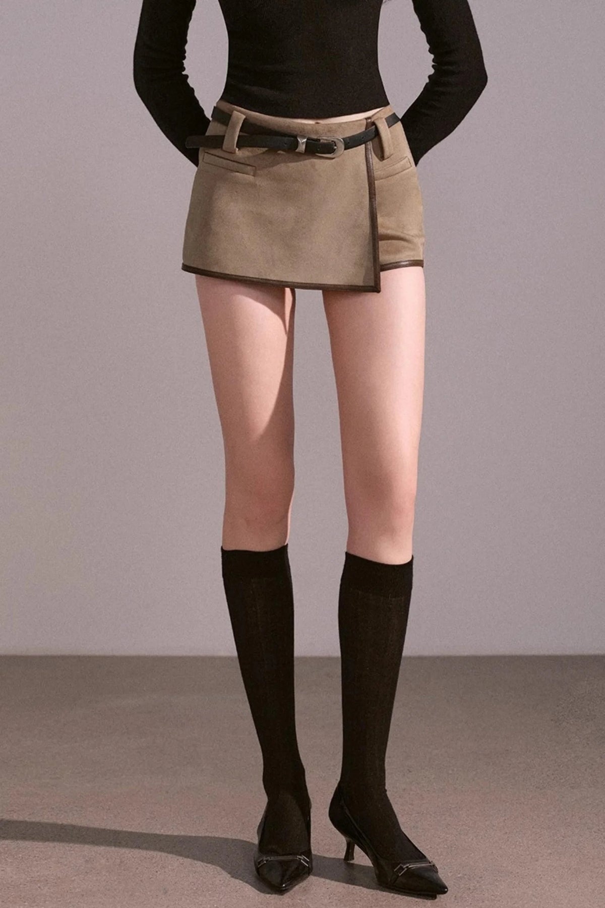 Spice Girl Khaki Suede Skirt