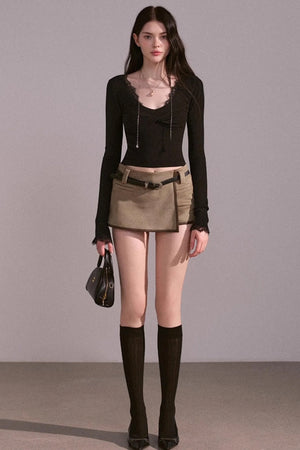 Spice Girl Khaki Suede Skirt