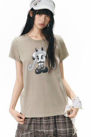 Spice Girl Washed Vintage Print Blouse