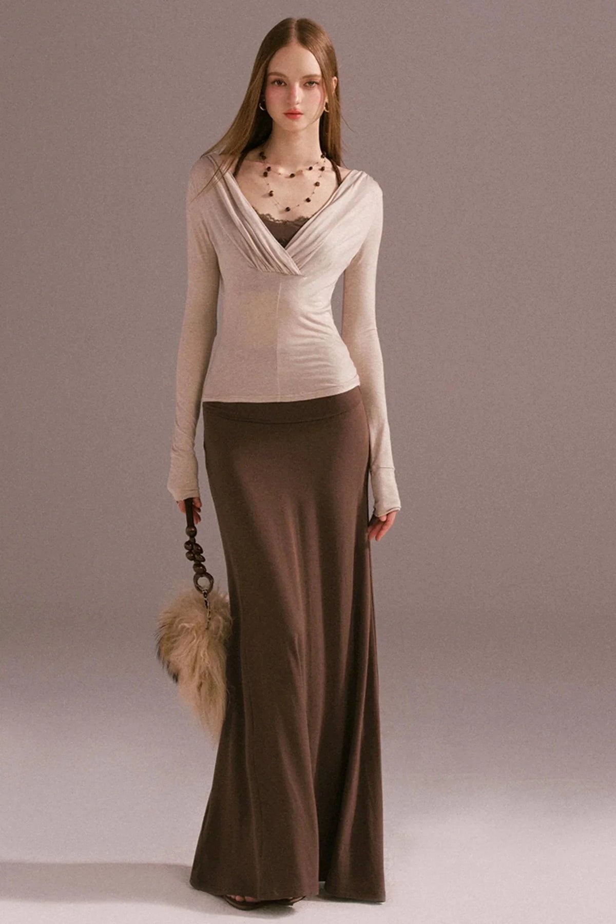 Spice V-neck Maxi Skirt Top Set-Up