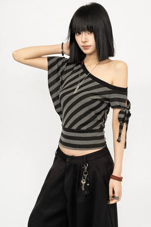 Spicy Striped Off-Shoulder Top