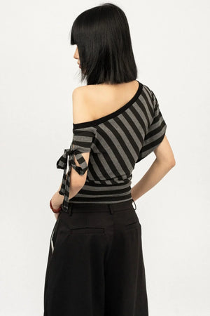 Spicy Striped Off-Shoulder Top