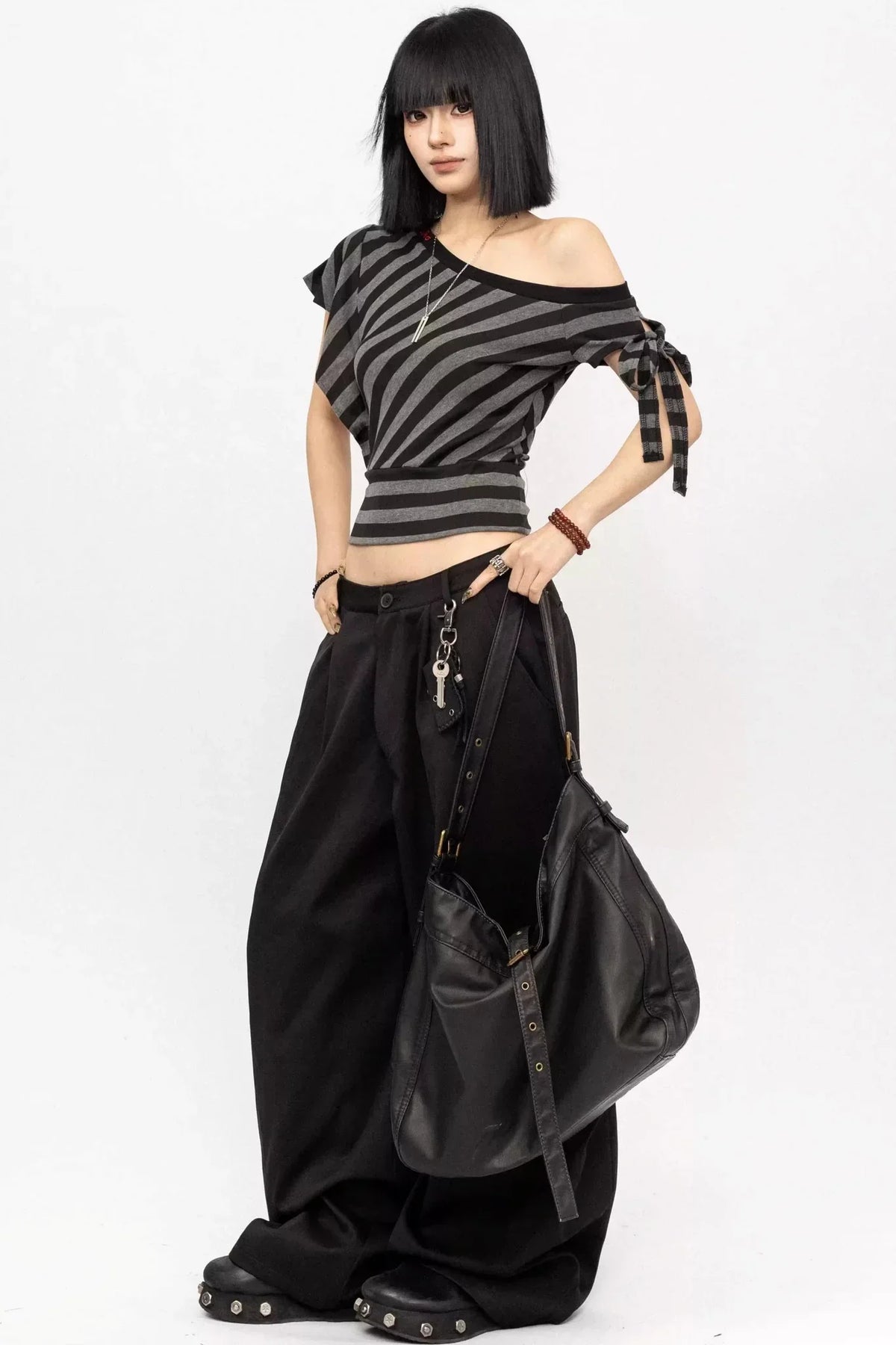 Spicy Striped Off-Shoulder Top
