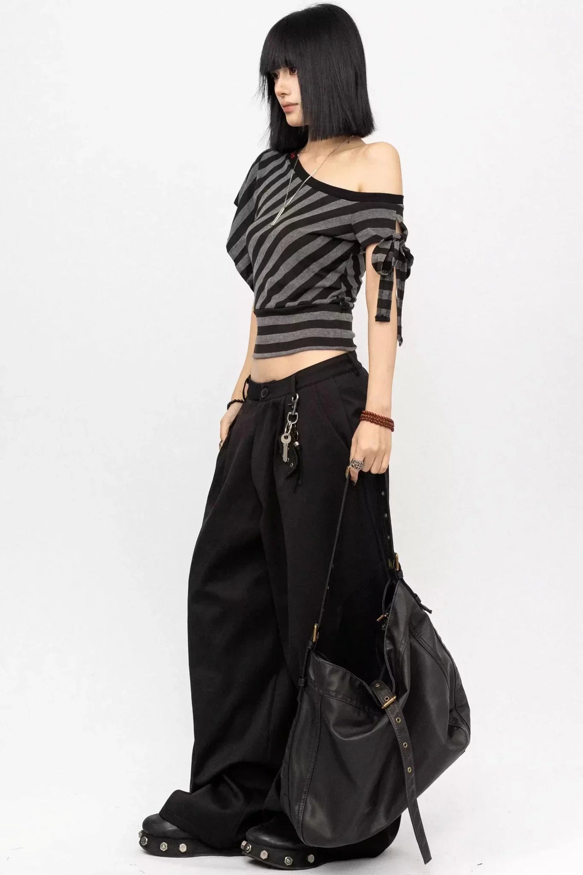 Spicy Striped Off-Shoulder Top