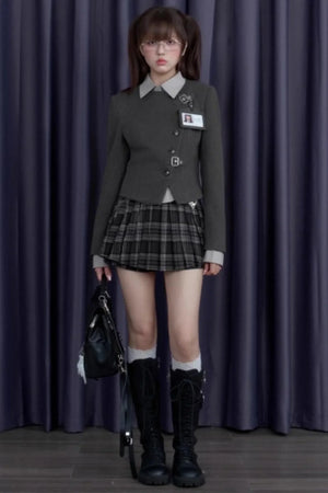 Spirit Gray Woolen Blazer Jacket Set-Up