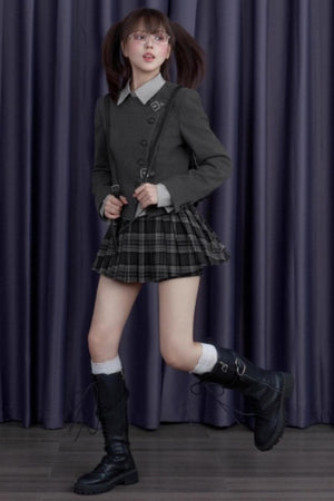 Spirit Gray Woolen Blazer Jacket Set-Up