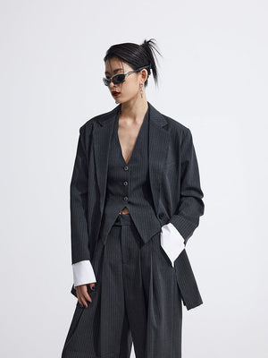 Splicing Suit Halter Neck Vest Two Piece