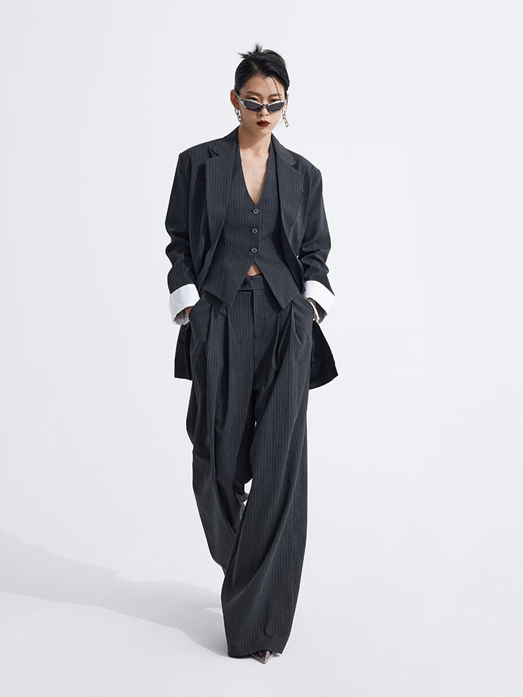 Splicing Suit Halter Neck Vest Two Piece