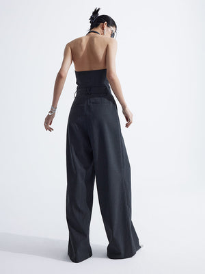 Splicing Suit Halter Neck Vest Two Piece