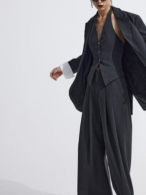 Splicing Suit Halter Neck Vest Two Piece