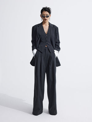 Splicing Suit Halter Neck Vest Two Piece
