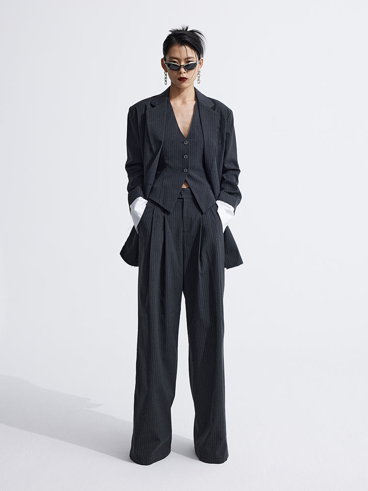 Splicing Suit Halter Neck Vest Two Piece
