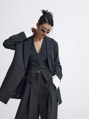 Splicing Suit Halter Neck Vest Two Piece