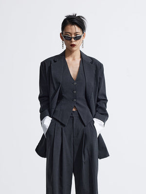 Splicing Suit Halter Neck Vest Two Piece