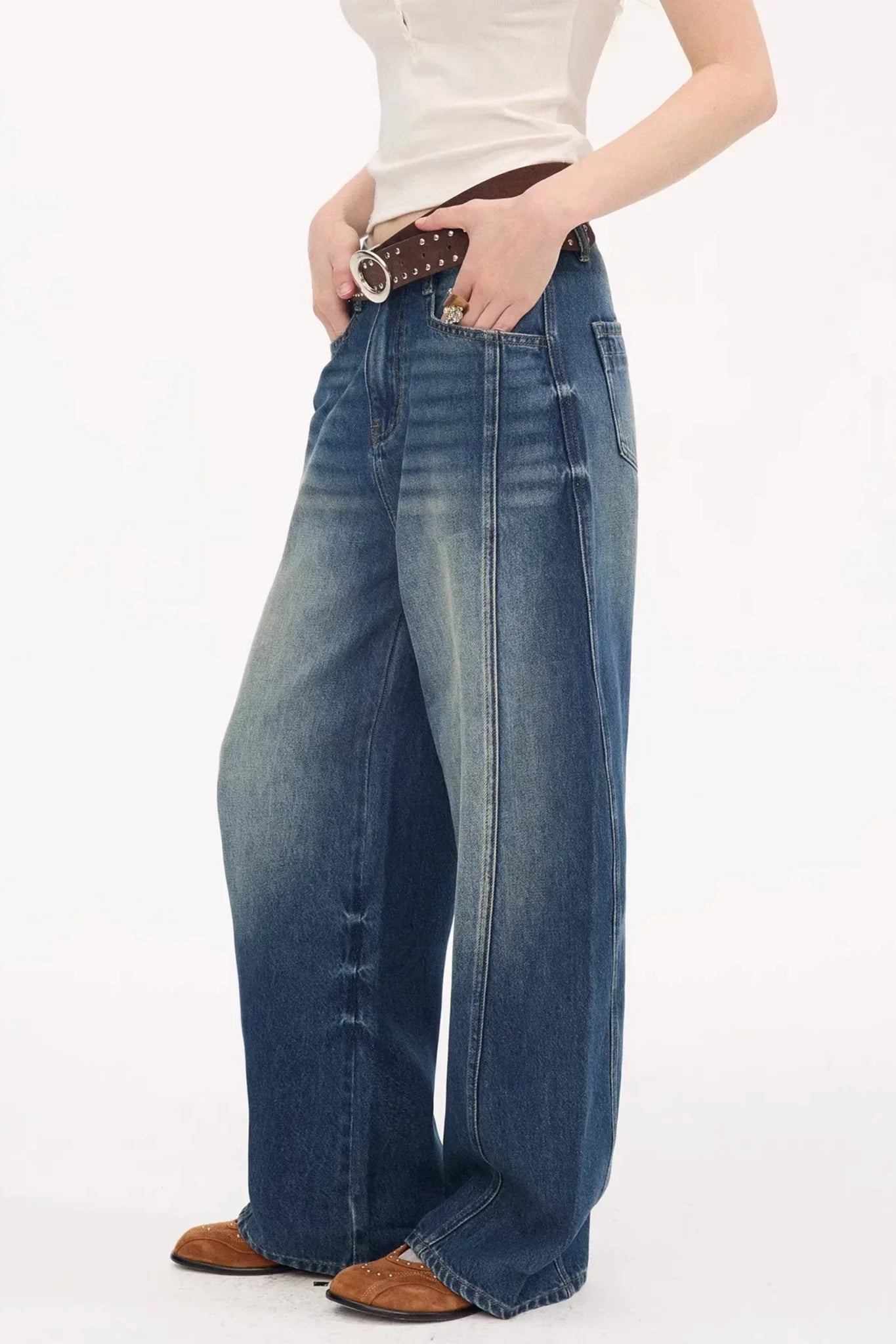 Split Hem Stretchy Denim Pants