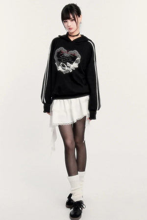 Sports Hooded Top & Skirt Set-Up