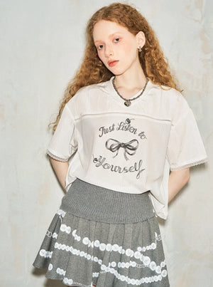 Sporty Bow Cherry Print T-Shirt