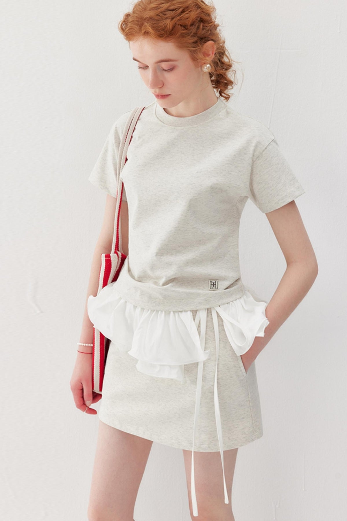 Sporty Gray Tee & Skirt Set-Up