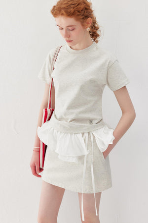 Sporty Gray Tee & Skirt Set-Up
