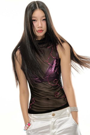 Spring Diamond Mesh Top