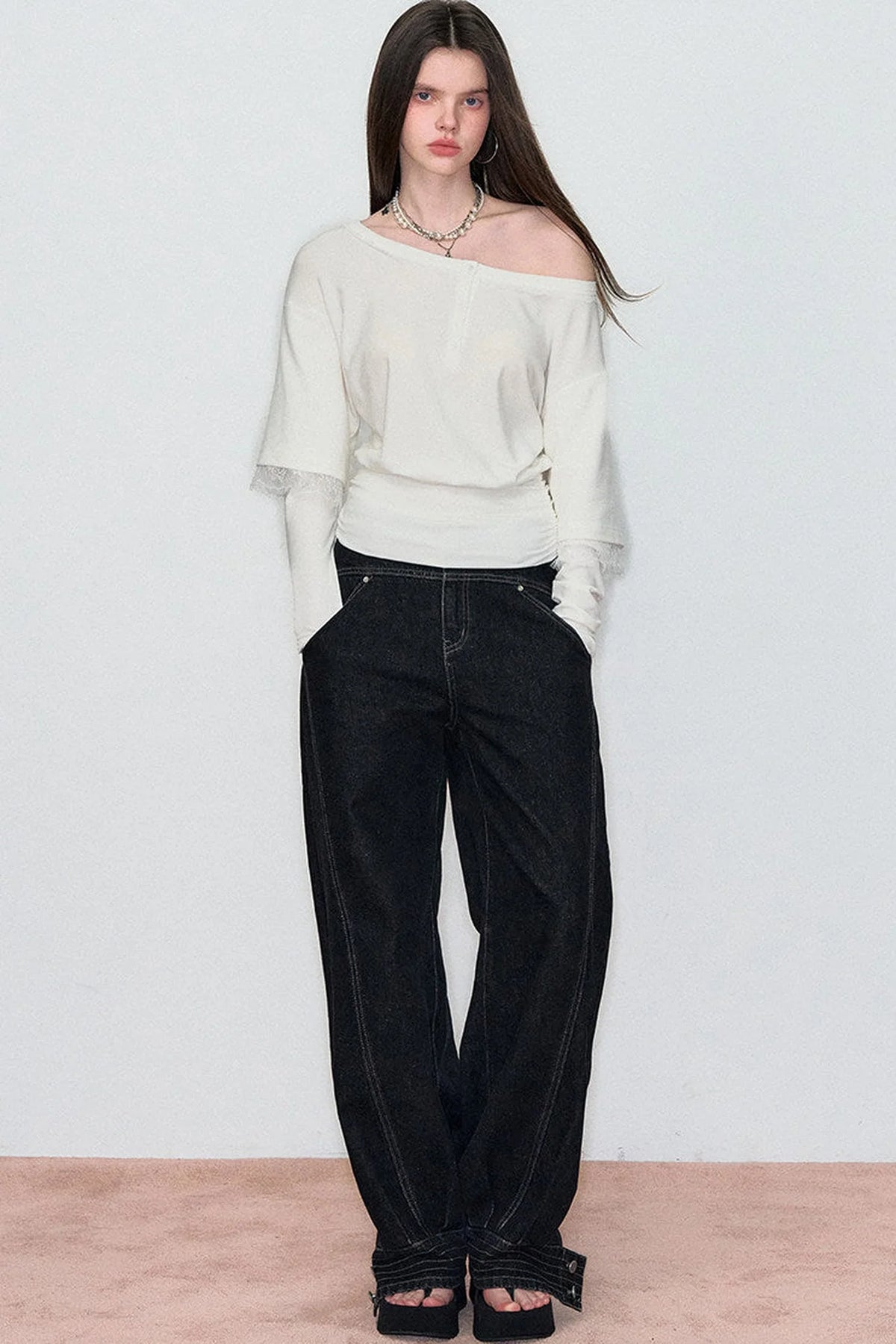 Spring Fake Two-Piece Hot Girl Top