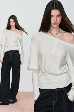 Spring Fake Two-Piece Hot Girl Top