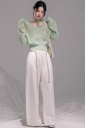 Spring Green Knitted Vest Set