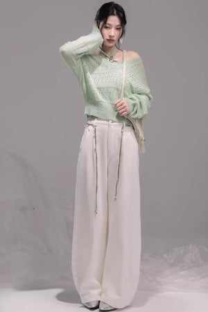 Spring Green Knitted Vest Set