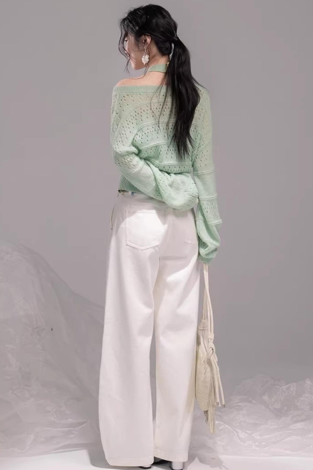 Spring Green Knitted Vest Set