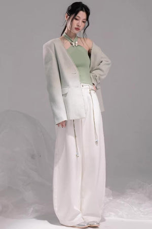 Spring Green Knitted Vest Set