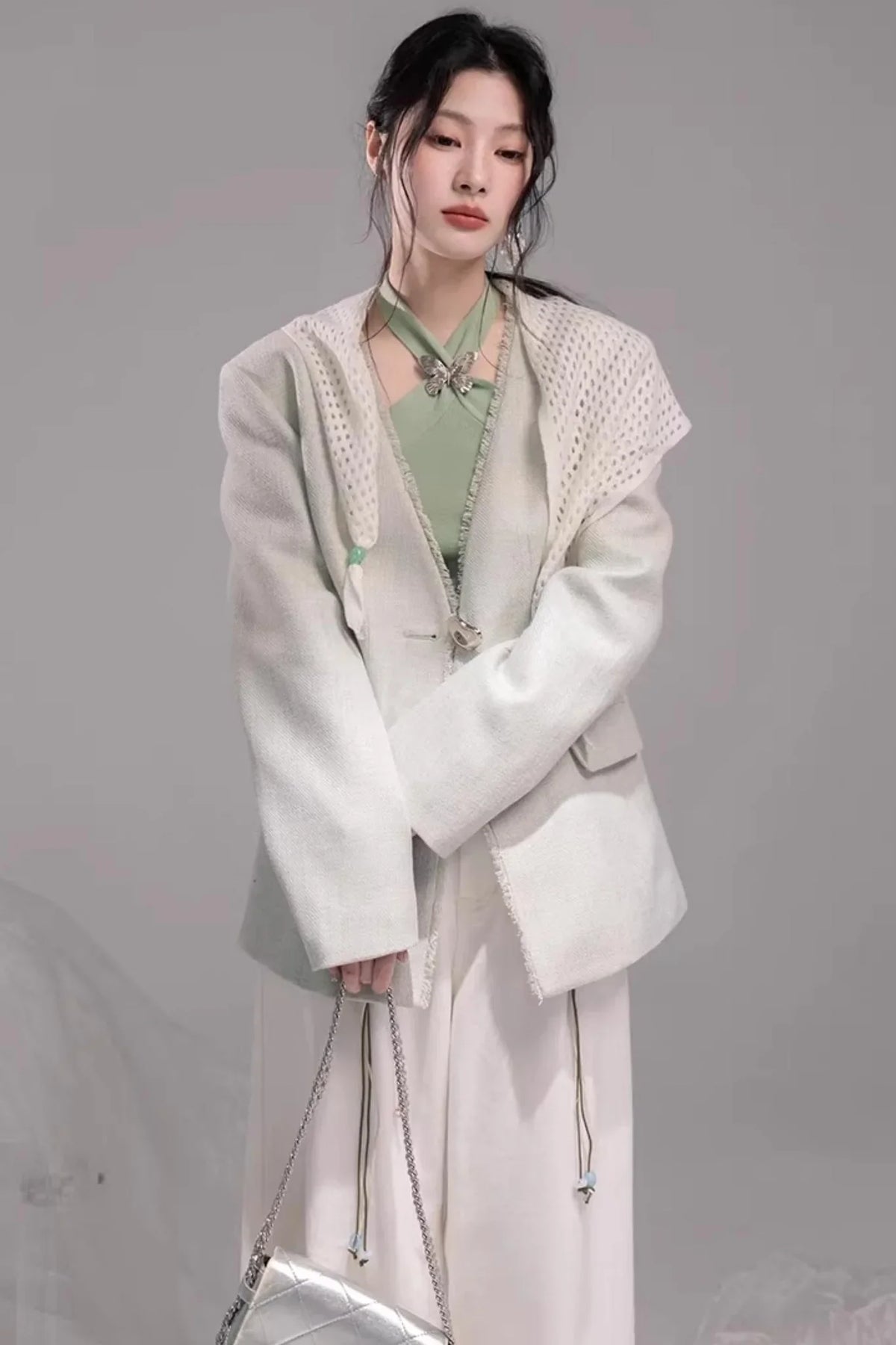 Spring Green Knitted Vest Set