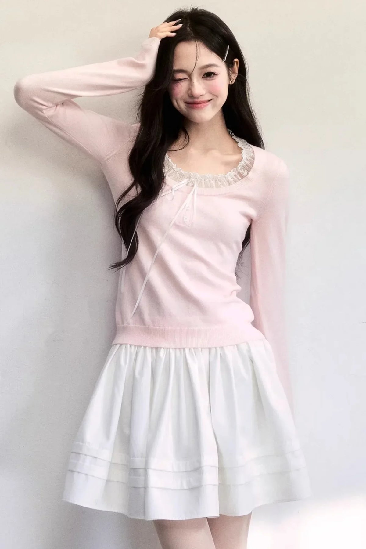 Spring Mist Lace Knit Top