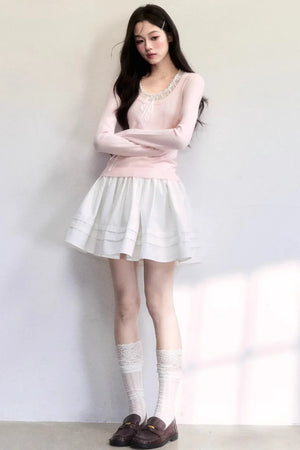 Spring Mist Lace Knit Top