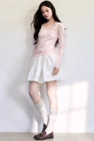Spring Mist Lace Knit Top