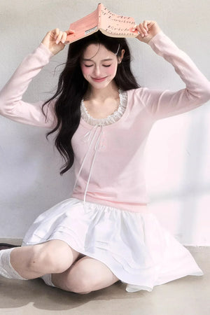 Spring Mist Lace Knit Top