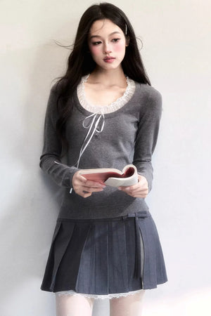 Spring Mist Lace Knit Top