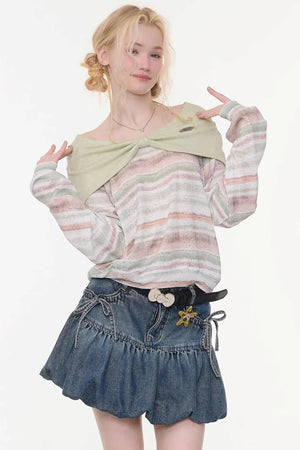 Spring Mist Striped Knit Top