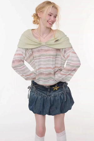 Spring Mist Striped Knit Top
