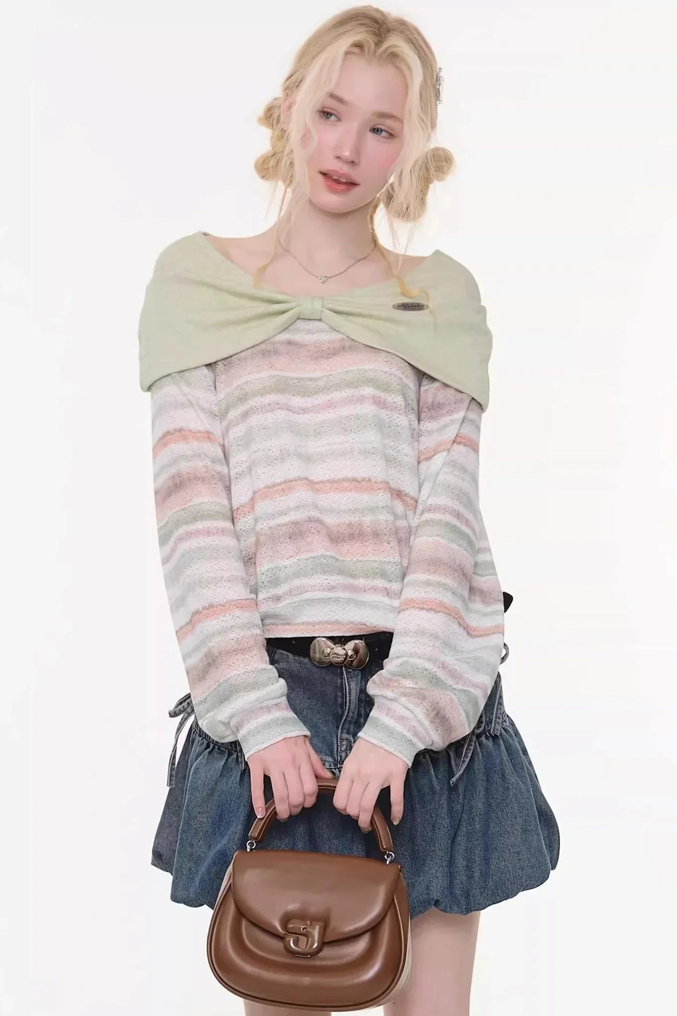 Spring Mist Striped Knit Top