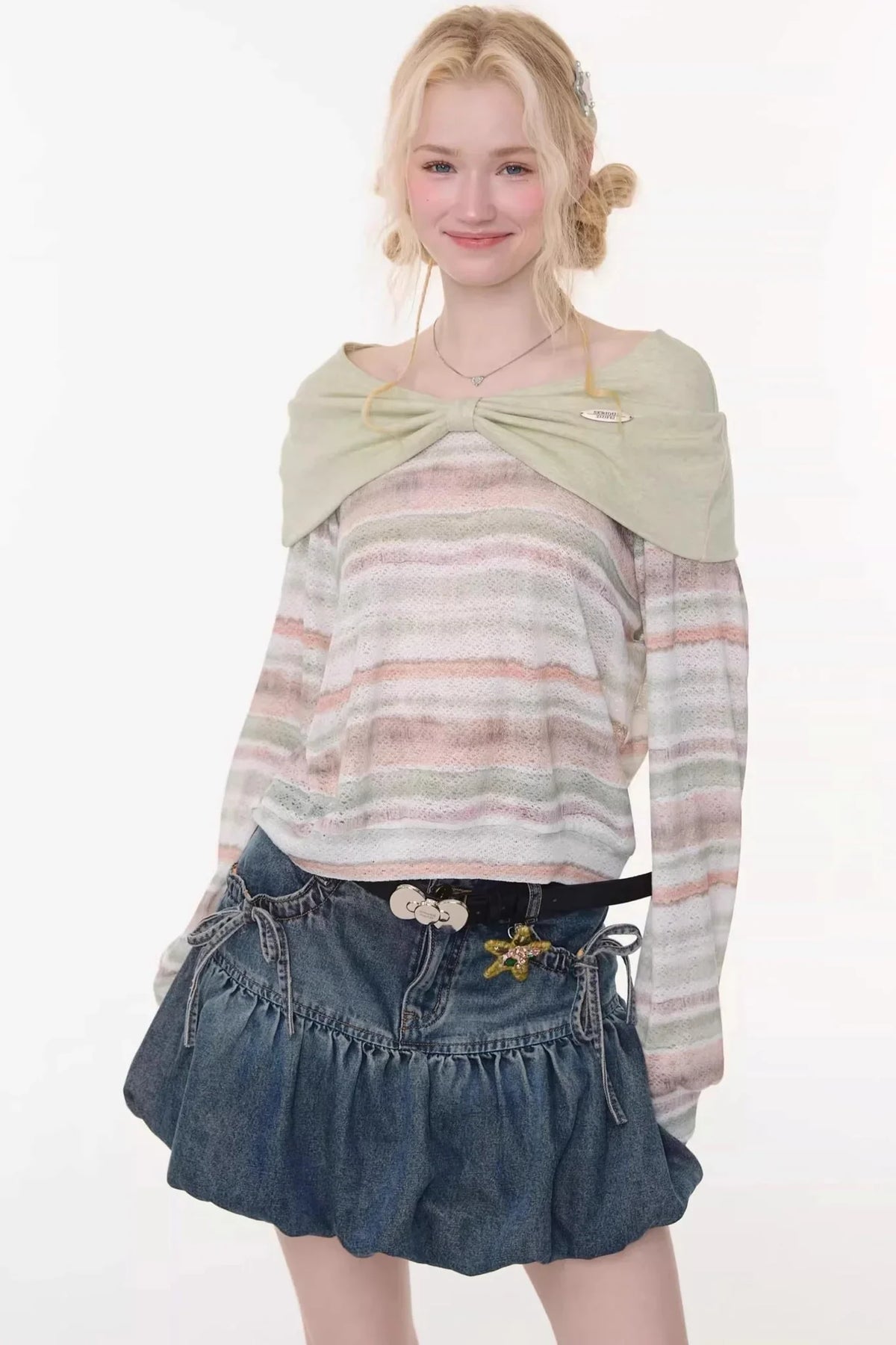 Spring Mist Striped Knit Top