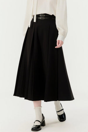 Spring Pleated A-Line Skirt