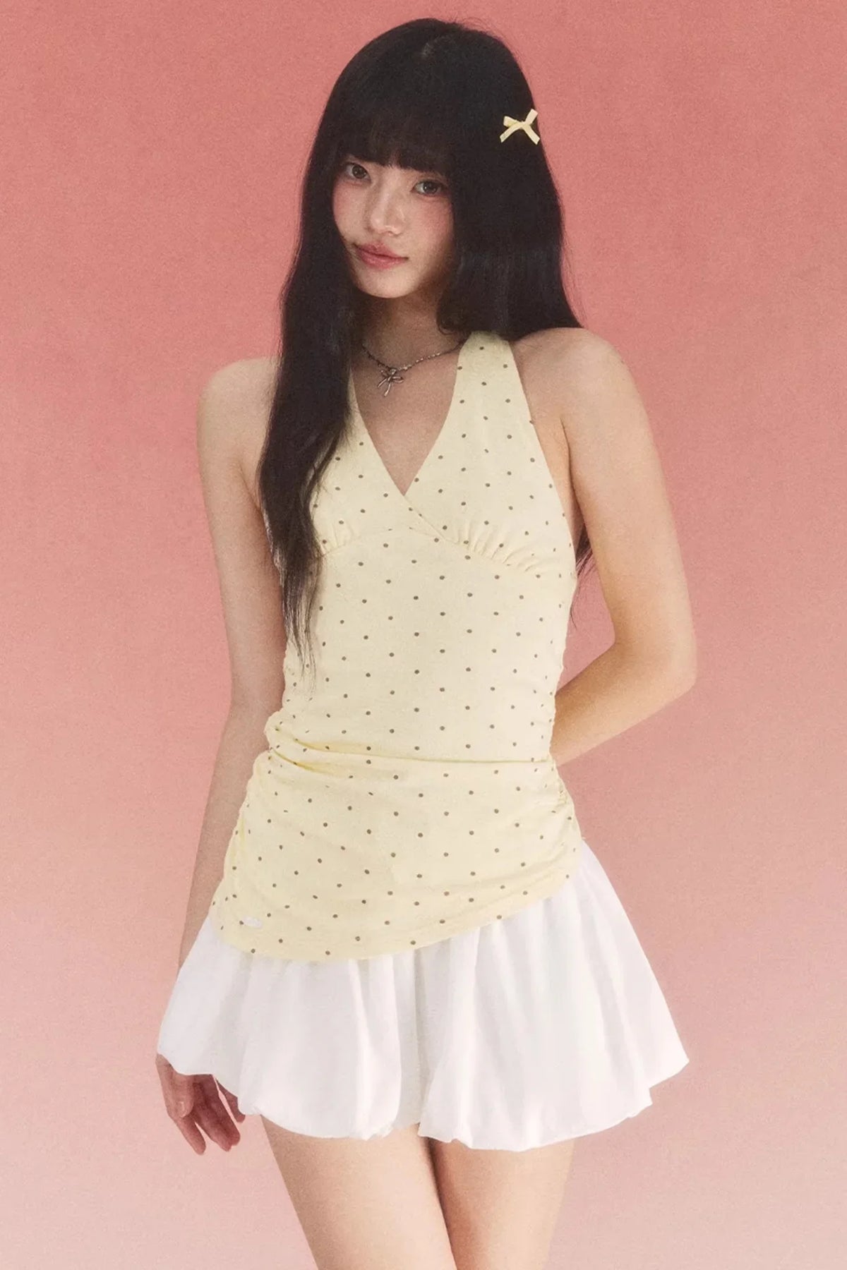 Spring Polka Dot Halter Dress