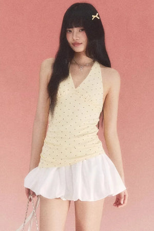 Spring Polka Dot Halter Dress